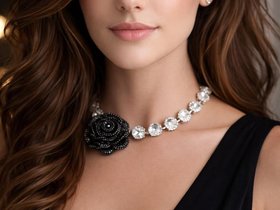 Rose Bud Crystal Choker Necklace | Bridal Statement Jewelry