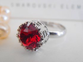 Ruby Crystal Solitaire Filigree Ring